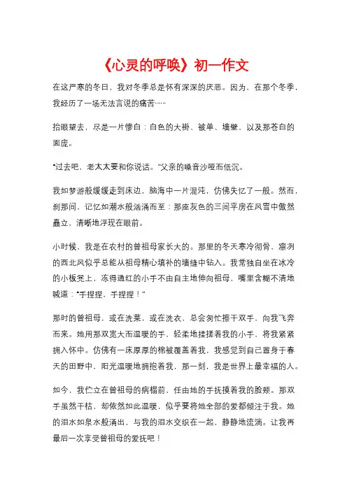 《心灵的呼唤》初一作文