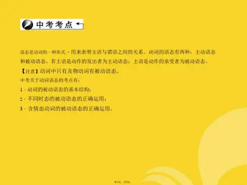 中考英语第二轮语法考点聚焦第讲动词的语态(与“动词”相关文档)共7张PPT