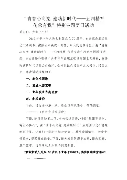 青春心向党主题团日方案