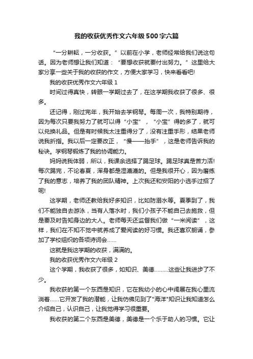 我的收获优秀作文六年级500字六篇