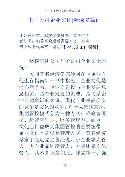 电子公司企业文化(精选多篇)