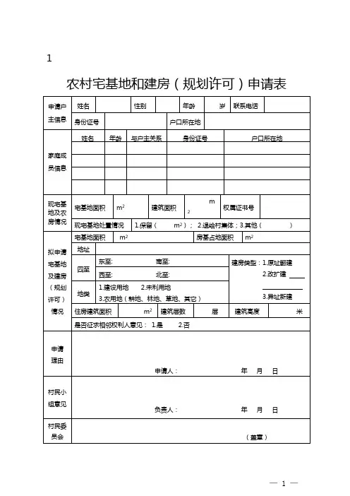 审批流程附件全套资料表单(农村宅基地建房申请必备)