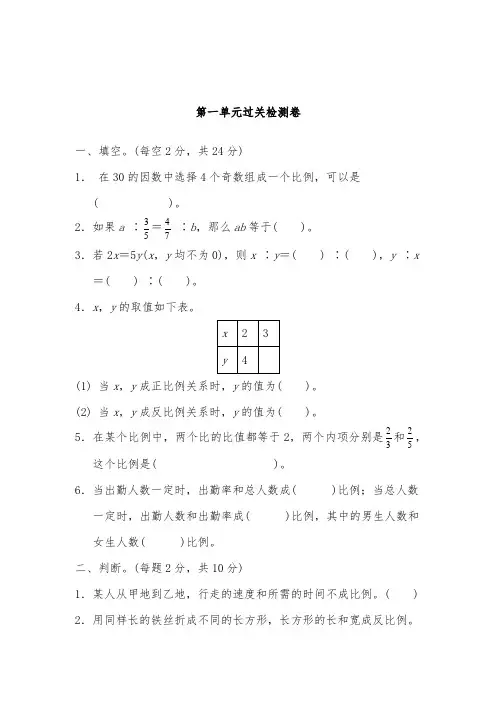 青岛版六年级下册数学第三单元过关检测卷(1)