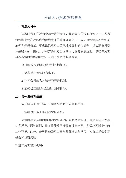 公司人力资源发展规划