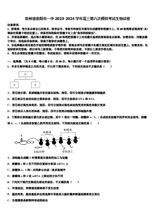 贵州省贵阳市一中2023-2024学年高三第六次模拟考试生物试卷含解析