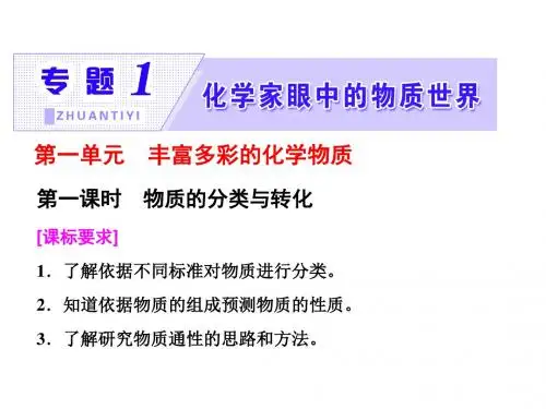 苏教版高中化学必修1课件：专题1第一单元第一课时物质的分类与转化