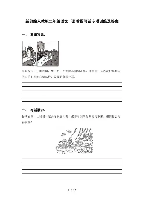 新部编人教版二年级语文下册看图写话专项训练及答案