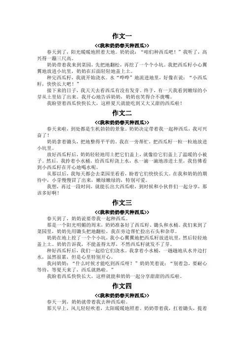 我和奶奶春天种西瓜作文300字三年级