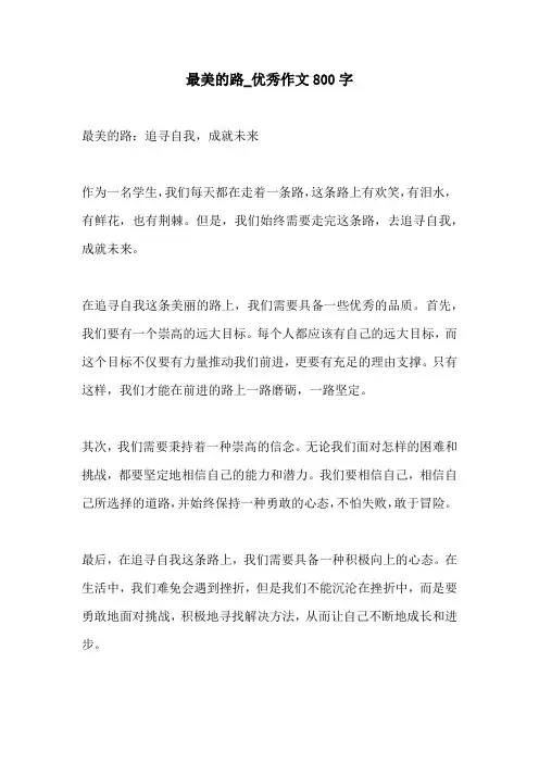最美的路优秀作文800字
