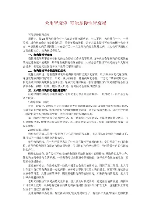 犬用肾衰停-可能是慢性肾衰竭