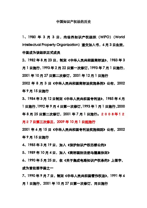 中国知识产权法的历史发展