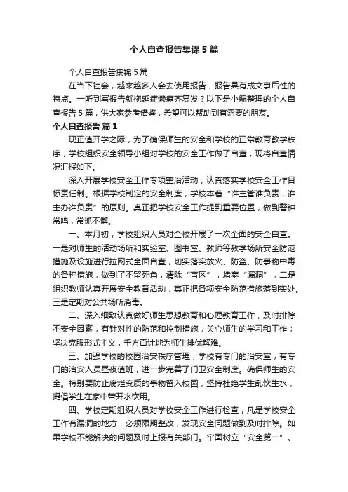 个人自查报告集锦5篇