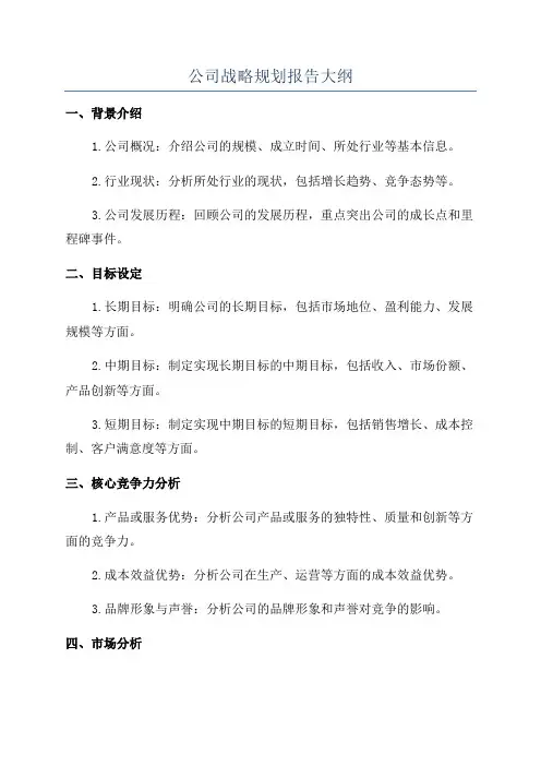 公司战略规划报告大纲