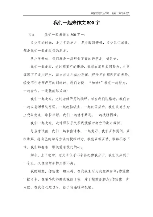我们一起来作文800字