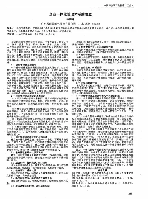 企业一体化管理体系的建立