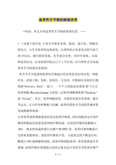 退变性关节病的病理改变