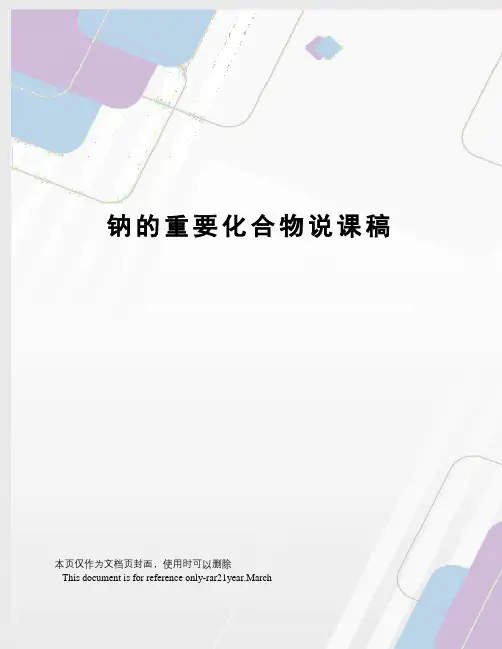 钠的重要化合物说课稿