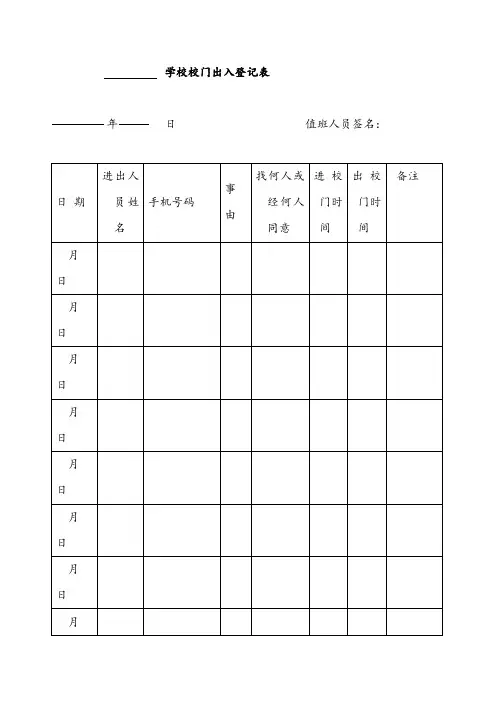 学校校门出入登记表