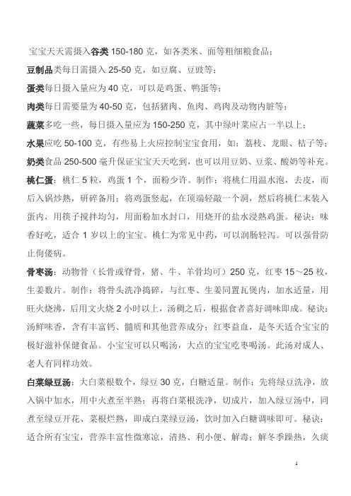 1至3岁的宝宝天天需摄入谷类150