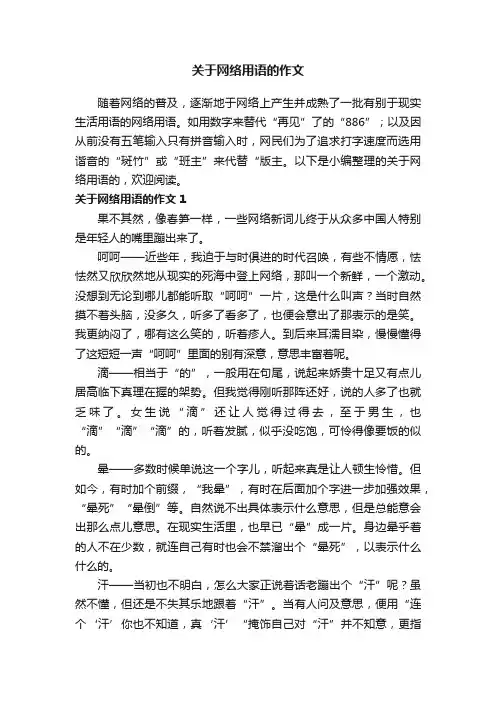 关于网络用语的作文