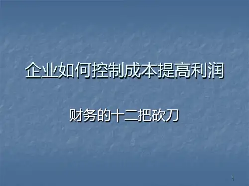如何控制成本提高利润PPT课件