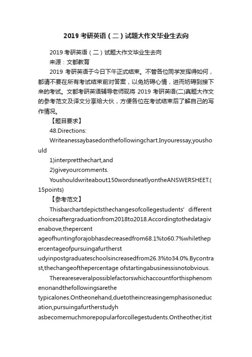 2019考研英语（二）试题大作文毕业生去向