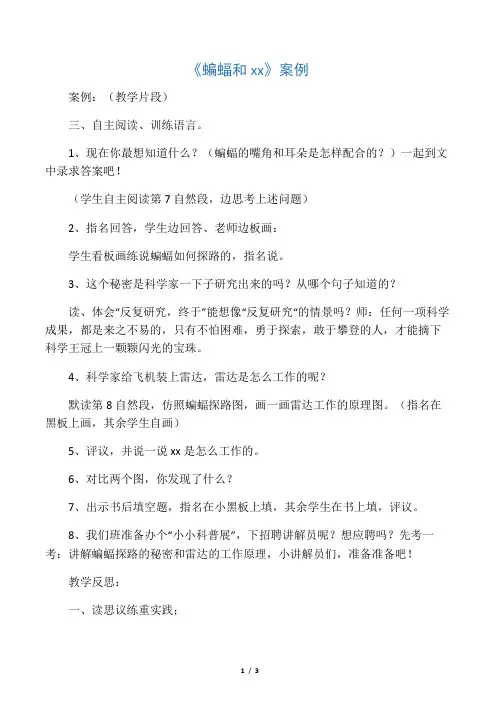 《蝙蝠和雷达》案例_教案教学设计