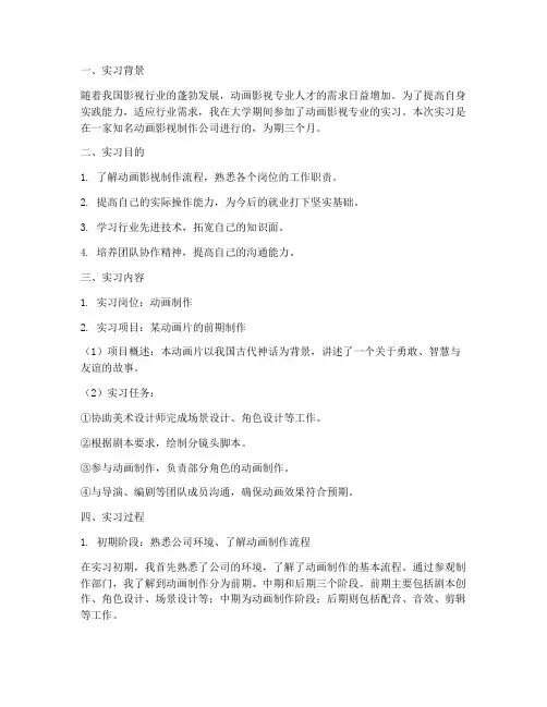 动画影视专业实习报告