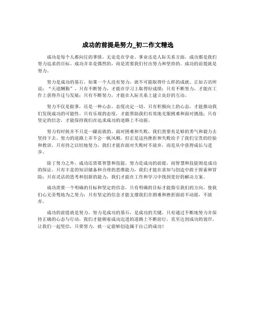 成功的前提是努力_初二作文精选