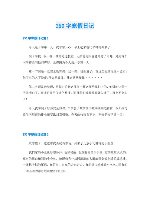 250字寒假日记