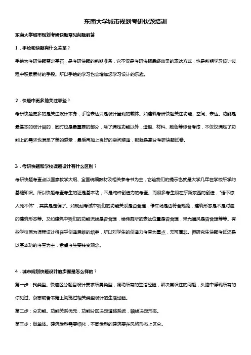 东南大学城市规划考研快题培训