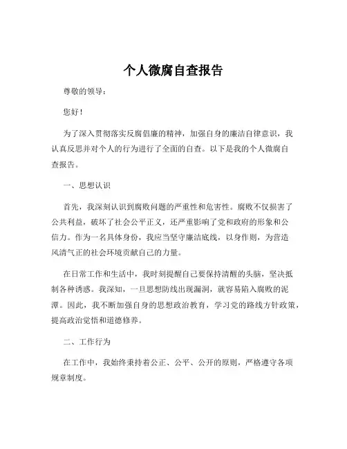 个人微腐自查报告