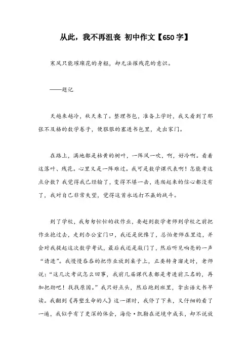 从此,我不再沮丧 初中作文【650字】