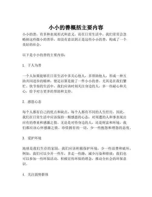 小小的善概括主要内容