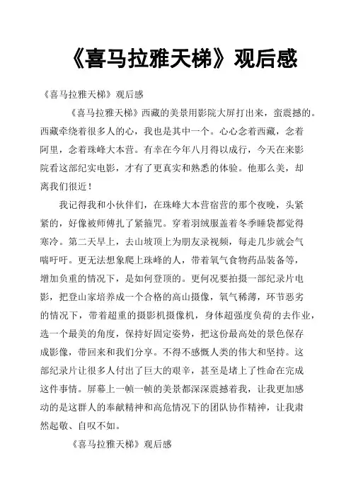 《喜马拉雅天梯》观后感