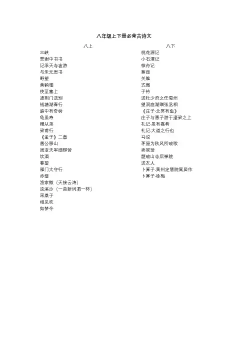 八年级上下册必背古诗文