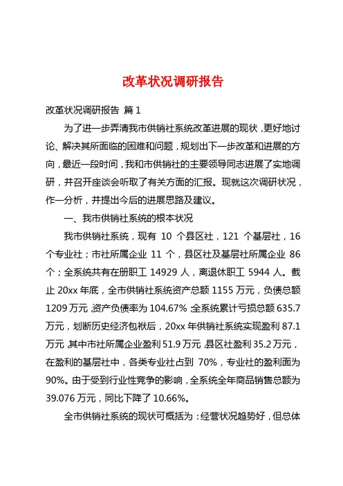 改革状况调研报告