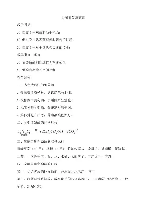 自制葡萄酒教案
