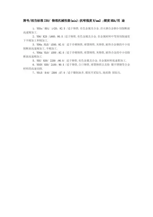 硬质合金牌号