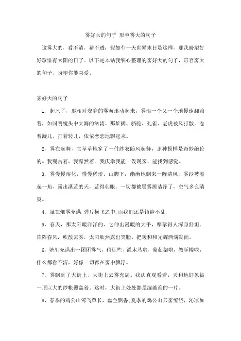 雾好大的句子形容雾大的句子