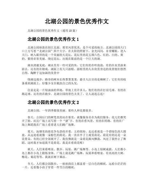 北湖公园的景色优秀作文
