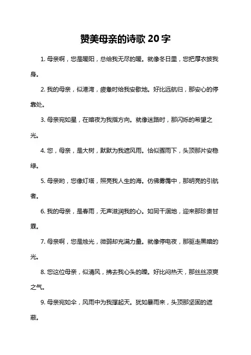 赞美母亲的诗歌20字