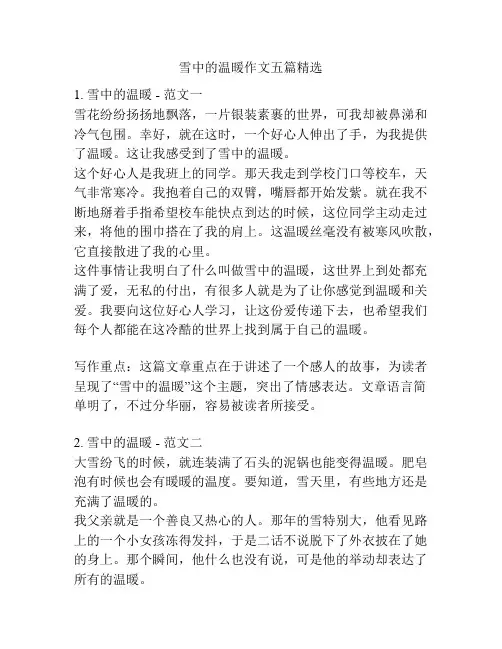 雪中的温暖作文五篇精选