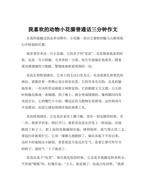 我喜欢的动物小花猫普通话三分钟作文