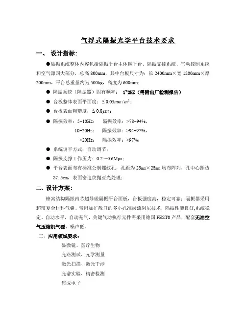 气浮式隔振光学平台技术要求