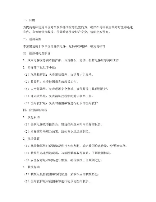 电梯应急演练预案范本