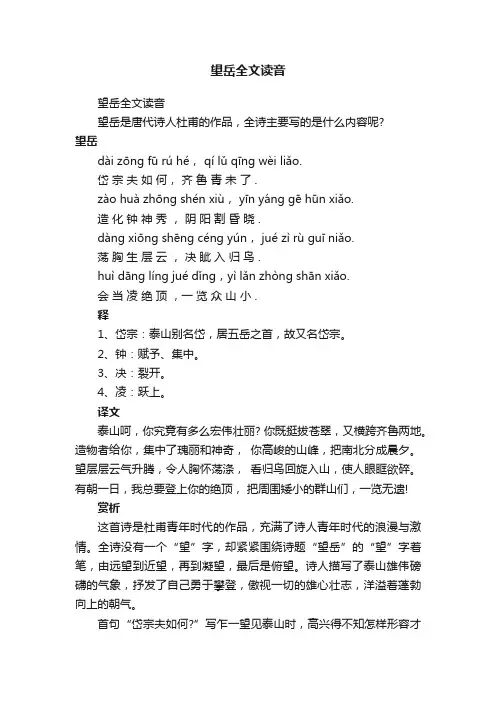 望岳全文读音