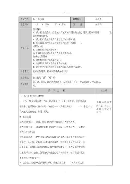 (完整word版)教科版科学六年级下册教案放大镜.pdf