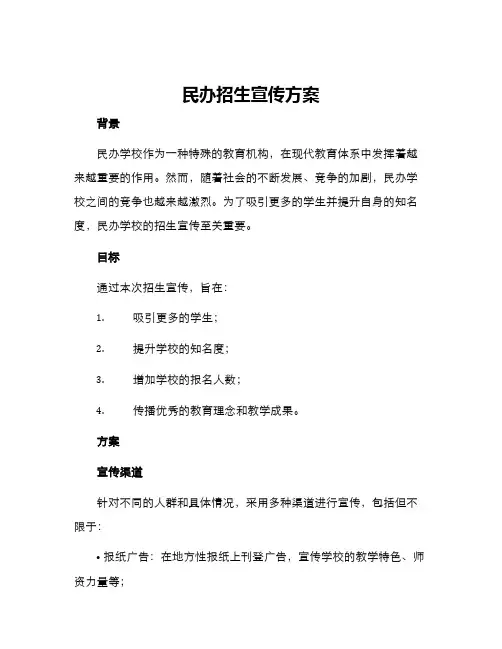 民办招生宣传方案 2