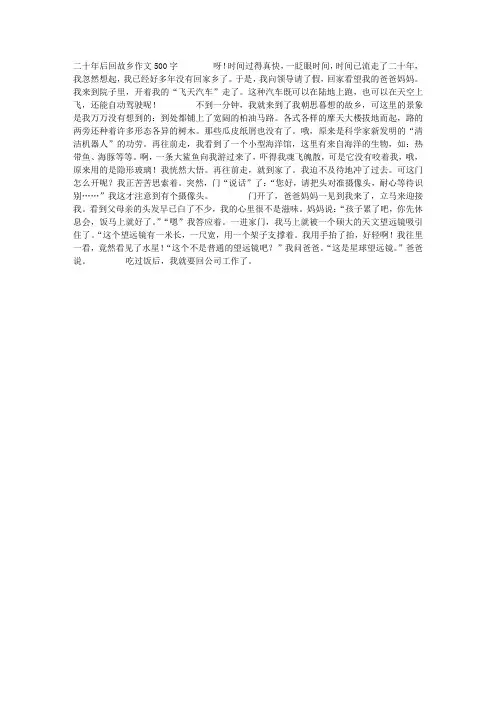 作文二十年后回故乡500字